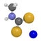 Metam sodium pesticide molecule. 3D rendering. Atoms are represented as spheres with conventional color coding: hydrogen white,.