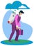 Metaphor of man fatigue, businessman overwork in minimalist style. Cartoon Vector