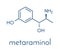 Metaraminol metaradrine hypotension drug molecule. Used in treatment of low blood pressure, e.g. due to anesthesia. Skeletal.