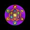 Metatrons Cube,  Flower of Life. Gold Sacred geometry. Old Vintage Mystic icon platonic solids Merkabah, colorful geometric sign