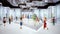 Metaverse avatars of people shopping in digital clothing shop, 3d render