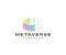 Metaverse cyber world technology logo design. Virtual space and digital universe vector design