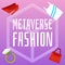 Metaverse fashion and shopping poster template, flat vector illustration.