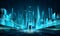 Metaverse future blue cityscape perspective view, Metaverse technology world concept, vector illustration