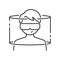 Metaverse icon. Human and virtual monitor or hologram. Outline style. Vector. Isolate on white background