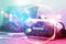 Metaverse technology concept, VR virtual reality goggle on colorful background, Metaverse Visualization simulation, 3D, AR, VR,