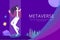 Metaverse, a young woman flies in virtual reality