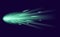 Meteor or comet. Neon space flying meteorite or asteroid, realistic vector illustration. Meteor fire trails isolated