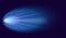 Meteor or comet. Neon space flying meteorite or asteroid, realistic vector illustration. Meteor fire trails isolated