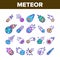 Meteor Cosmic Body Collection Icons Set Vector