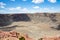 Meteor crater, blue sky background, Winslow Arizona, USA