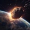 Meteor Impact with Earth, fireball Asteroid In Collision with Planet