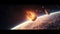 Meteor Impact with Earth, fireball Asteroid In Collision with Planet