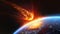 Meteor Impact On Earth - Fired Asteroid In Collision With Planet