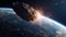 Meteor Impact On Earth - Fired Asteroid In Collision With Planet