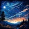 Meteor Magic: Enchanting Shooting Stars in a Whimsical Night Sky