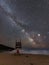 Meteor and Milk way in Acadia National Park in Maine