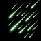 Meteor rain background, green color