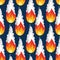 Meteor rain seamless pattern. Fire asteroid texture. Fiery sky