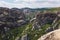 Meteora cliffs and monasteries, aerial view