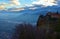 Meteora, Kalambaka mountain landscape and view of St. Stephen`s Monastery. Greece