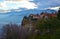 Meteora, Kalambaka mountain landscape and view of St. Stephen`s Monastery. Greece