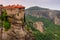 Meteora monasteries, Greece Kalambaka. UNESCO World Heritage site. Colorful spring landscape. Monastery of Varlaam