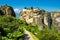 Meteora Monasteries Holy Trinity Monastery on top of rock near Kalabaka, Greece