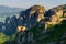 Meteora monasteries at sunrise, Greece