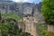 Meteora monastery, spectacular landscape with buildings on the t