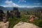 Meteora monastery and valley panorama