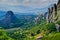 Meteora panorama with The Holy Monastery of St.