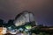 Meteora - Panoramic view of the rock formation in peaceful tourist village Kastraki at night in Kalambaka, Meteora,