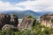 Meteora rocks and Kalambaka city below the Meteora rocks