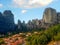Meteora Rocks and monasteries of a meteor Greece, mystical monasteries on tops of rocks.