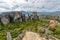 Meteora rocks and monastery in Greece