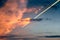 Meteorite or airplane inversion trail in the sky
