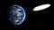 Meteorite falls on Earth planet. Collision of an asteroid with the Earth. Asteroid impact, end of world, judgment day. Comet near