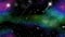 Meteorites flying through the universe with multicolored nebula group, video animation for astronomy, sci-fi, science