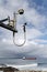 Meteorological equipment on a tower near Westport Jetty