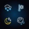 Meteorological forecast neon light icons set