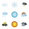 Meteorological icons set, flat style