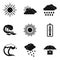 Meteorological icons set, simple style