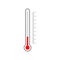 Meteorological thermometer glass tube with mercury and graphic scale degree. Vertical indoor or outdoor temperature