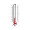 Meteorological thermometer glass tube silhouette and Celsius and Fahrenheit degree scale. Temperature measuring, climate