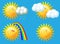 Meteorological weather icons with sun.
