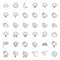 Meteorology symbols and weather vector thin line icons set