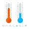 Meteorology Thermometer Set and Weather Icons. Vector