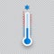 Meteorology thermometers isolated. Cold and heat temperature. Vector illustration. Celsius and fahrenheit