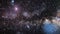 Meteors Hovering in a Colorful Galaxy in Space